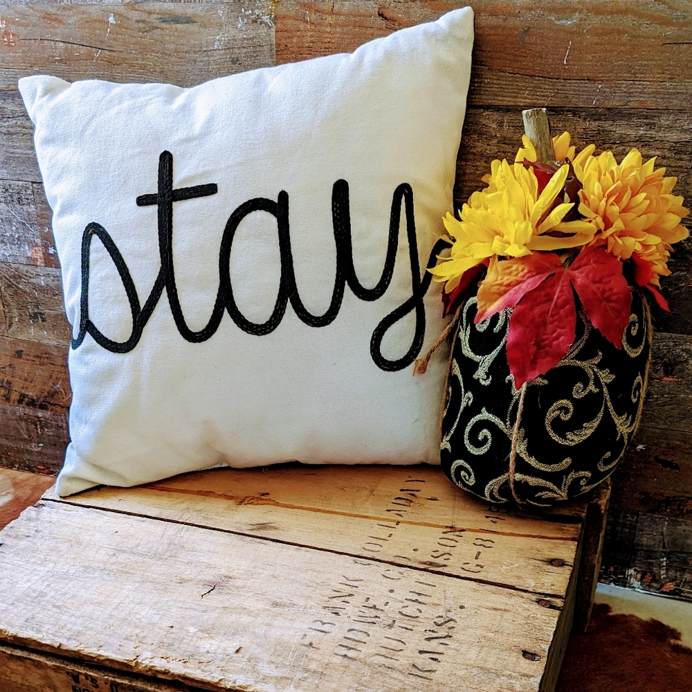 Autumn Throw Pillow and Stuffed Floral Pumpkin Set